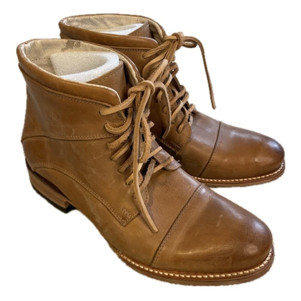 Freebird by Steven Boots Mercer Tan Weathered Genuine Leather Lace up Mens US 8